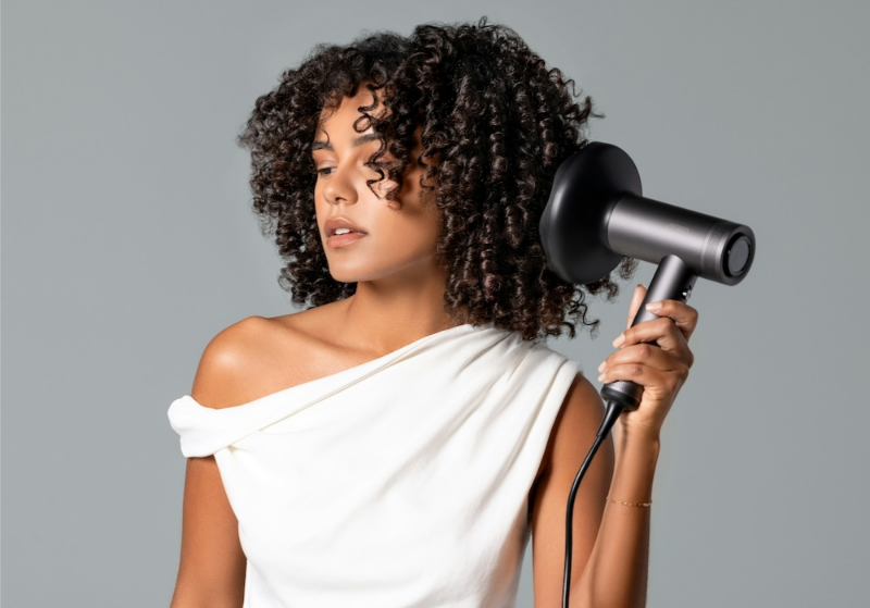 Blow-drying curly hair