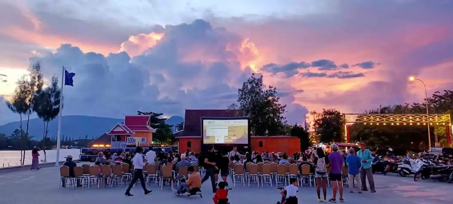 Kampot, Cambodia shows City of Ghosts in open-air cinema
